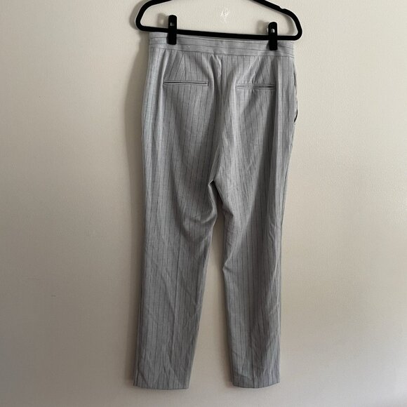 Ann Taylor Women 6 Gray Striped High Rise Bi-Stretch The Side Zip Straight Pant - Picture 6 of 10
